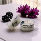 Blackberry Saffron, Premium Coconut-soy Wax Tea Light Crystal Candle, 1oz, front view - House Of Avana