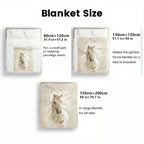 Blanket - Portable White Horse Design Throw, back view - House Of Avana