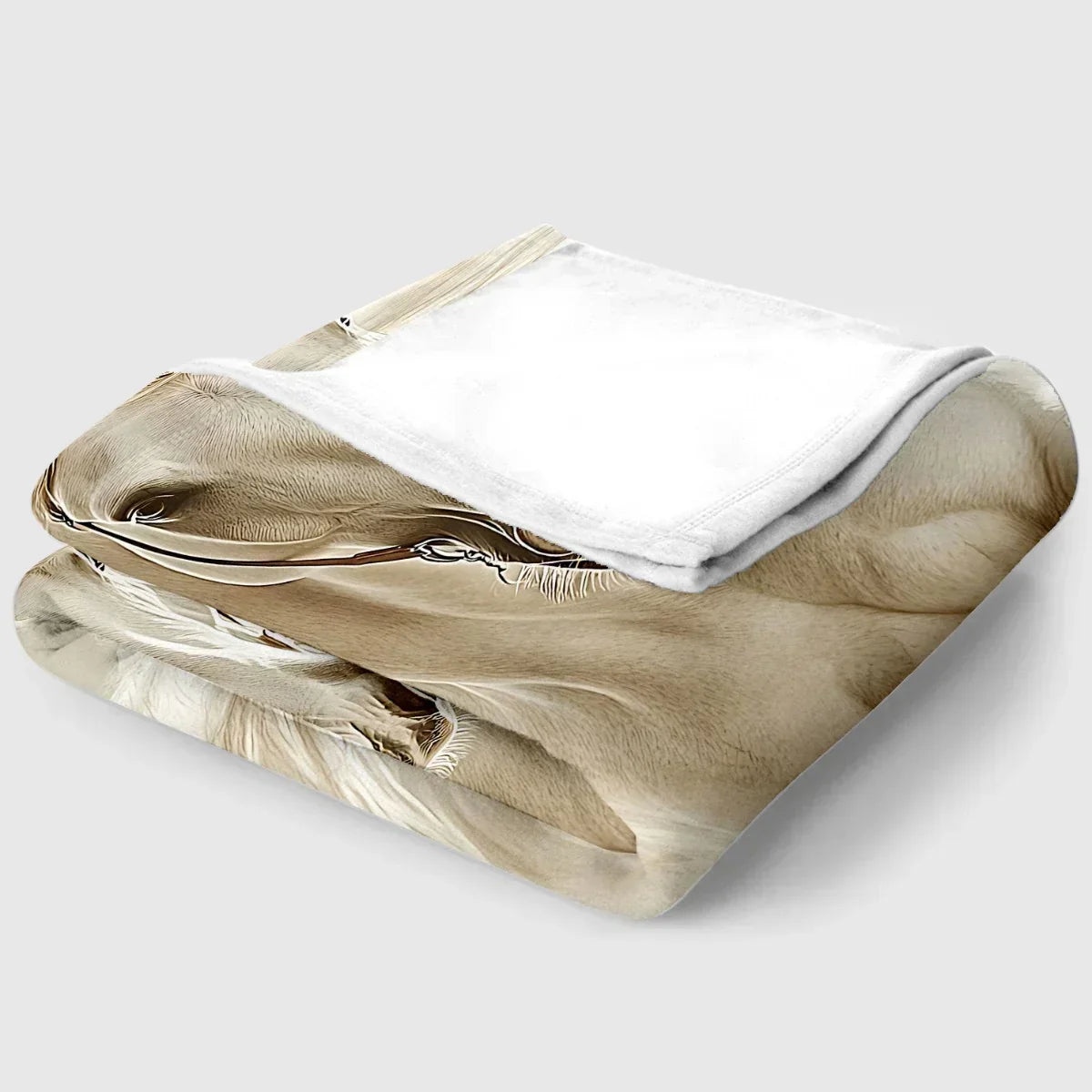 Blanket - Portable White Horse Design Throw, angled view - House Of Avana