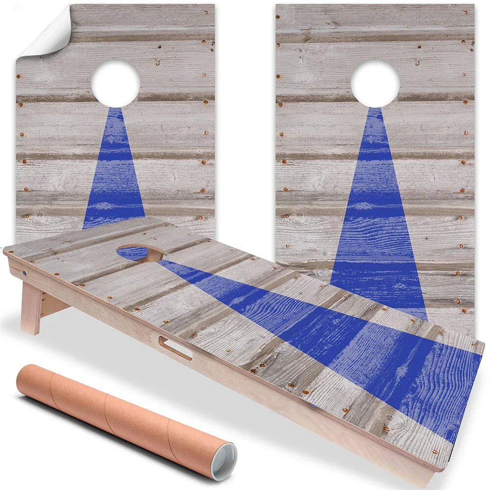 Blue Arrow - Cornhole Board Wrap - Set of 2, front view - House Of Avana