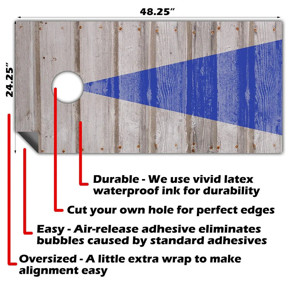 Blue Arrow - Cornhole Board Wrap - Set of 2, side view - House Of Avana