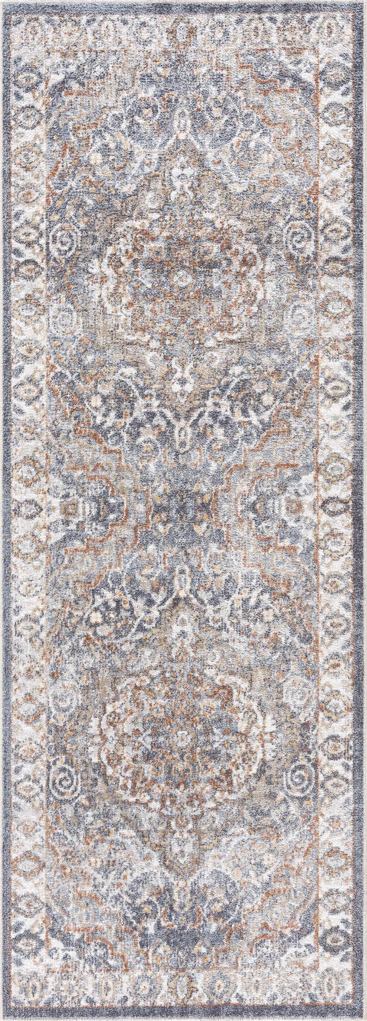 Aurum Blue & Beige Washable Area Rug - House Of Avana