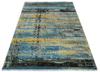 10x14 Fine Hand Knotted Blue and Black Modern Abstract Style Antique Wool and Silk Area Rug | Agr49,... - House Of Avana
