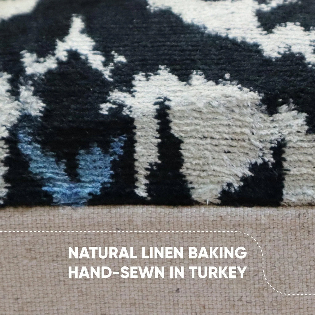 Canvello Handmade Blue Black Velvet Throw Pillows - 18x18, angled view - House Of Avana