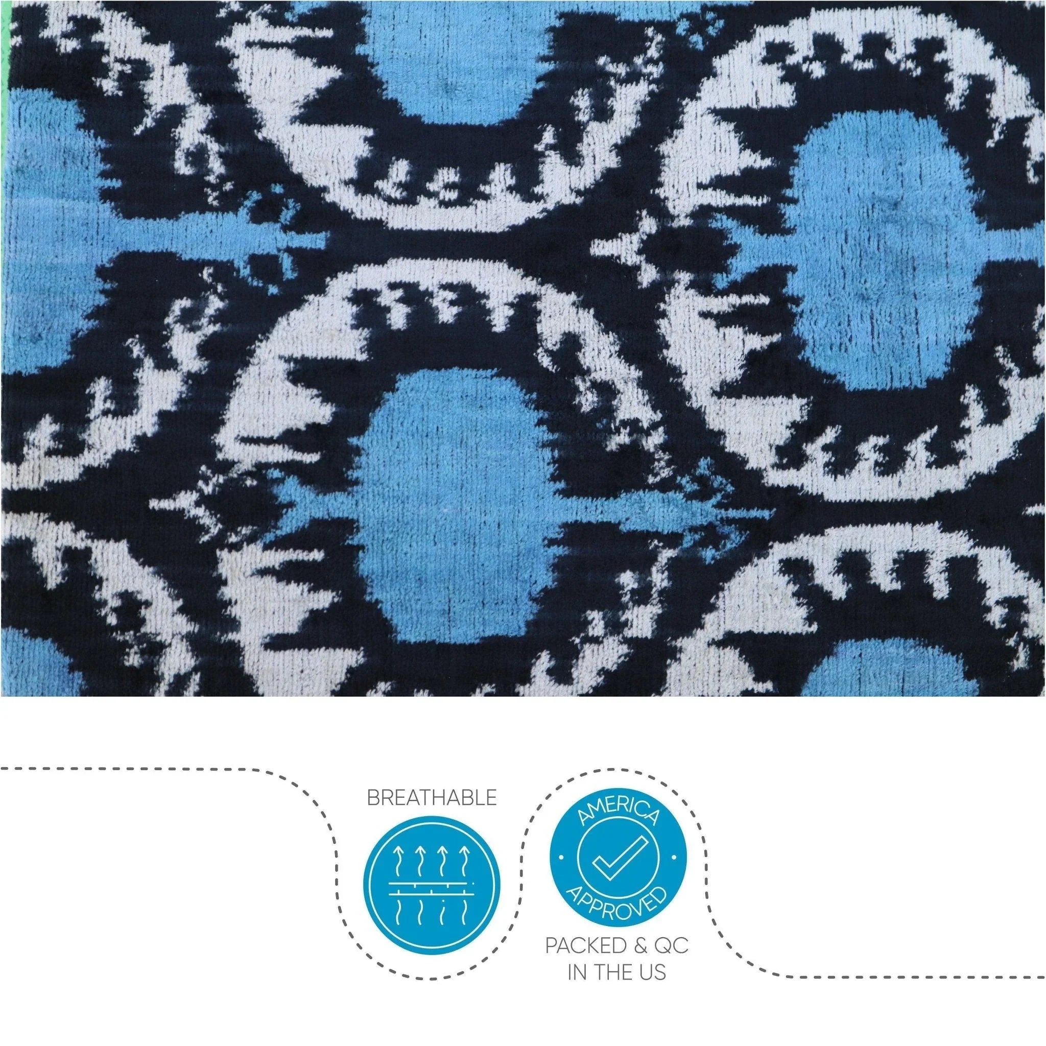 Canvello Handmade Blue Black Velvet Throw Pillows - 18x18, detail shot - House Of Avana