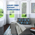 Canvello Handmade Blue Black Velvet Throw Pillows - 18x18, side view - House Of Avana