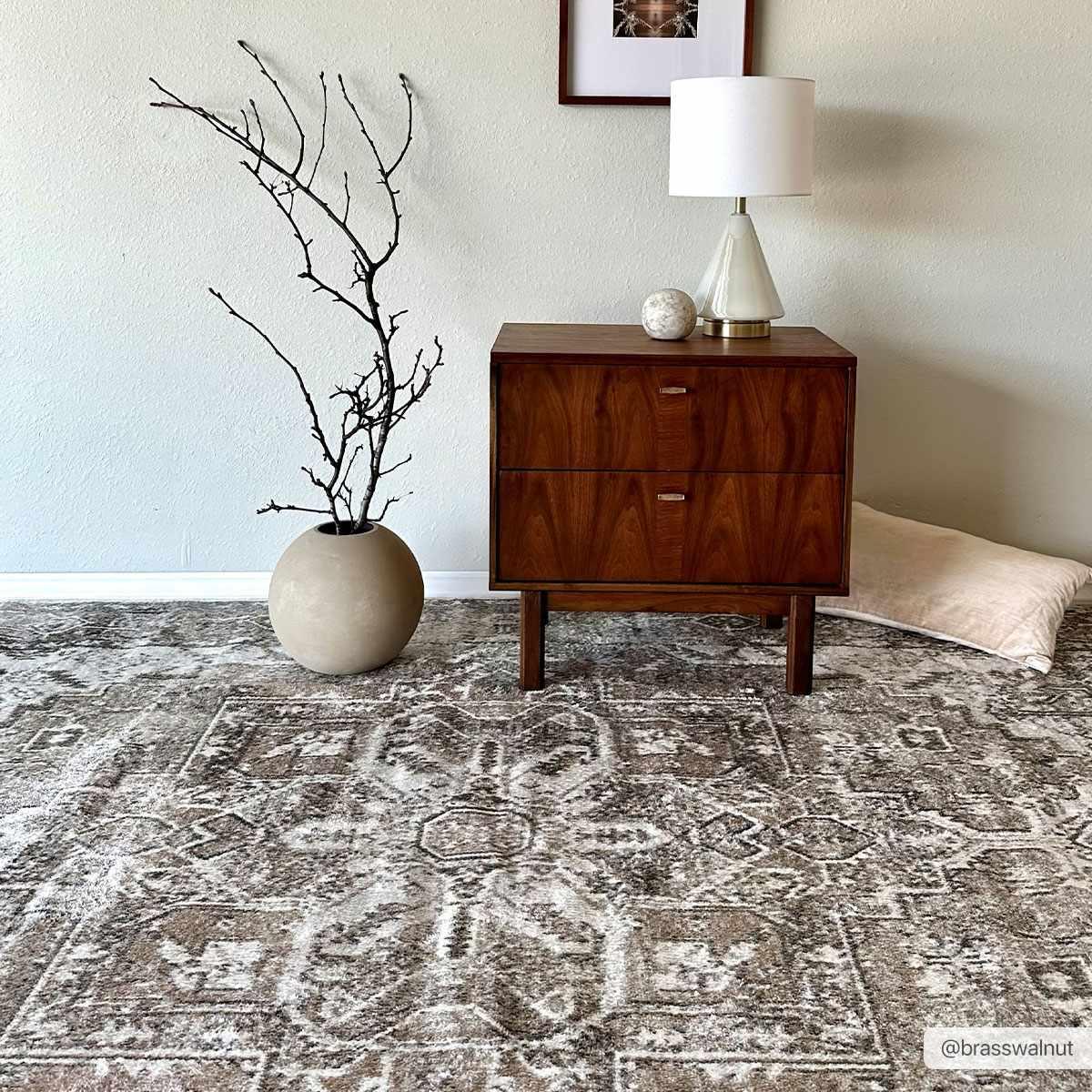 Blue Brown Hera Washable Area Rug - House Of Avana