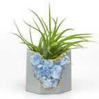 Blue Calcite Geode Planter with Natural Stone Layers, top view - House Of Avana