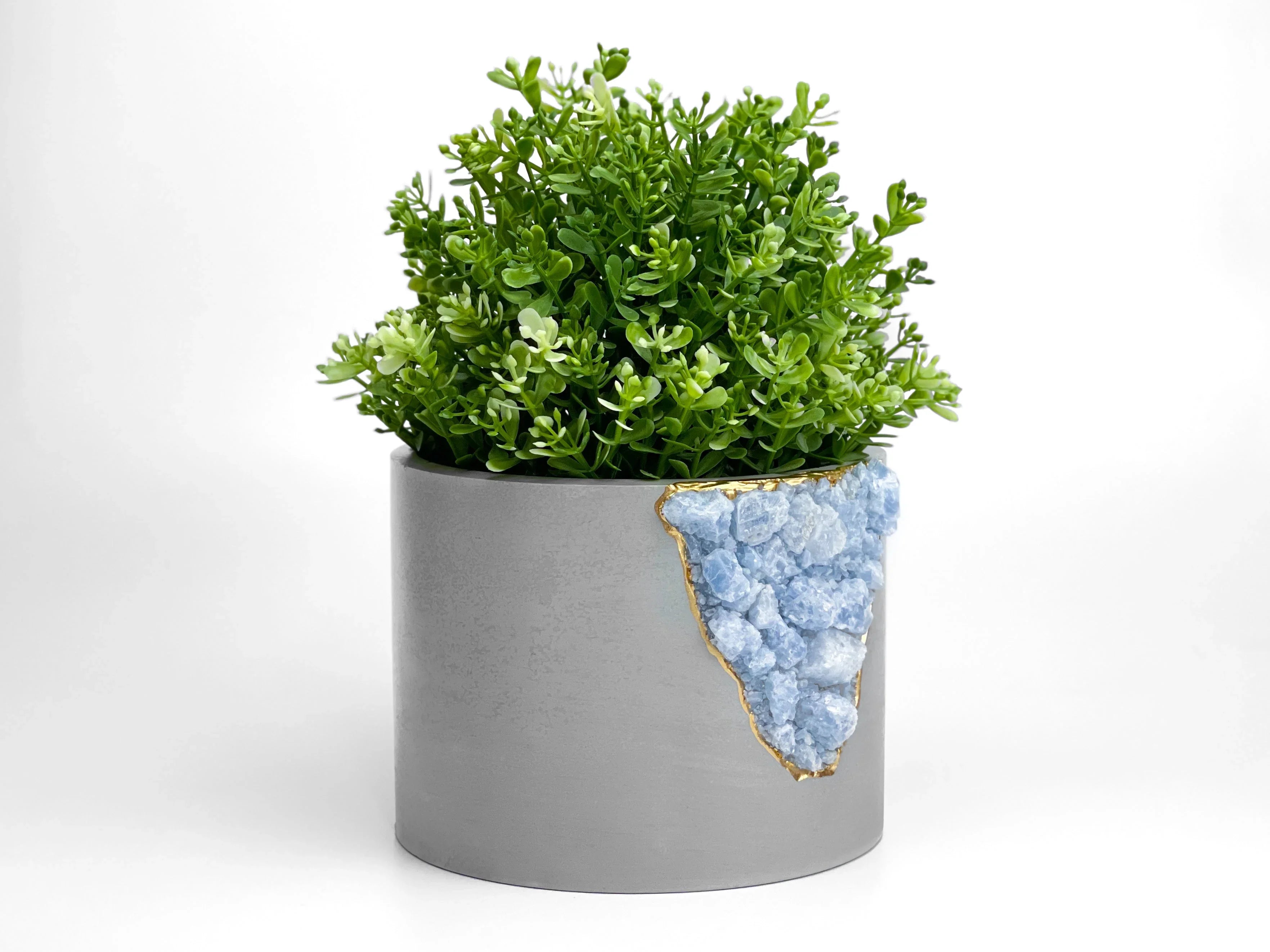 Blue calcite planter, 6 inches, natural stone décor - House of Avana