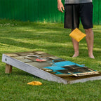 Blue Car - Cornhole Board Wrap - Set of 2, top view - House Of Avana