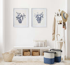 Coastal Blue and Natural Woven Storage Baskets with Handles (set of 2) - House Of Avana