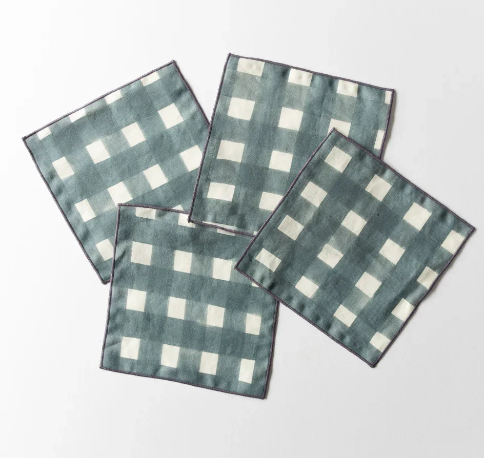 Blue Cocktail Napkins, back view - House Of Avana