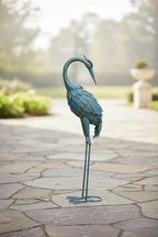 Blue Crane Metal Garden Statue Decorative Outdoor Sculpture