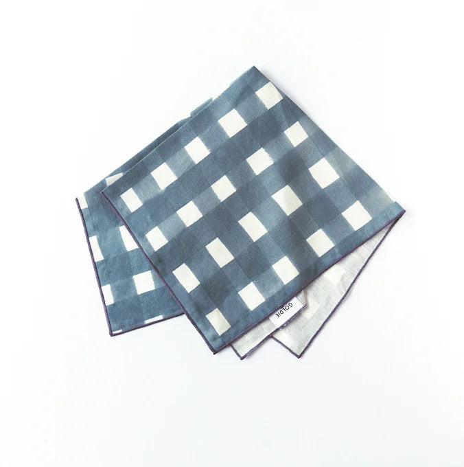 Blue Cross-hatch Napkins, front view - House Of Avana