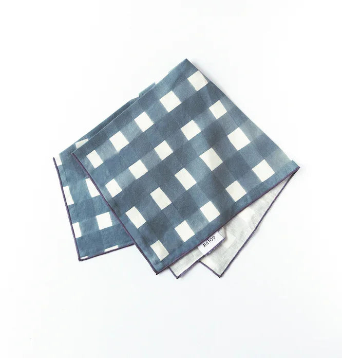Blue Cross-hatch Napkins, side view - House Of Avana
