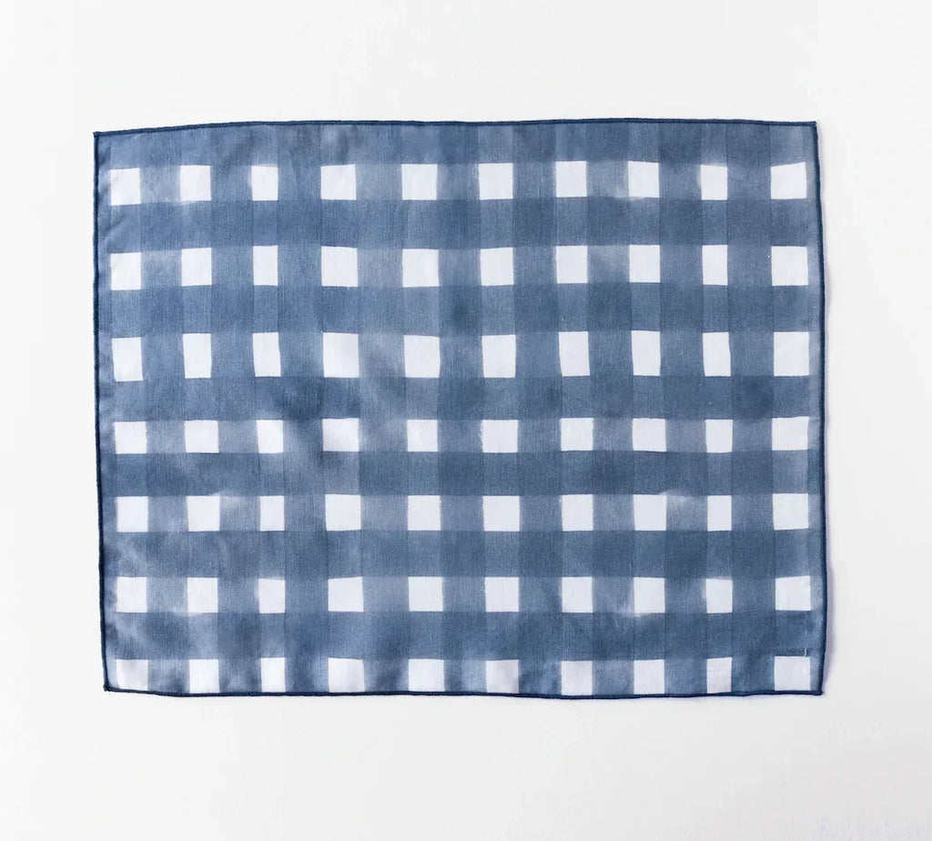 Blue Cross Hatch Placemat, front view - House Of Avana