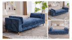 Elegant Blue 7' Chenille Bed Bench with Pillows - House Of Avana