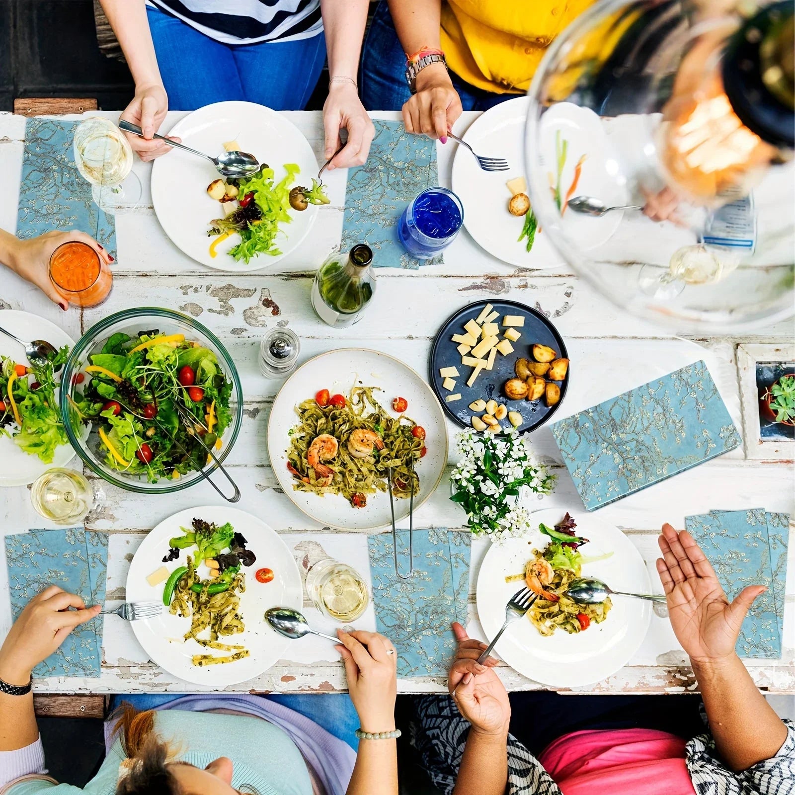 Blue Paper Hand Towels Count Floral Design, lifestyle image - House Of Avana