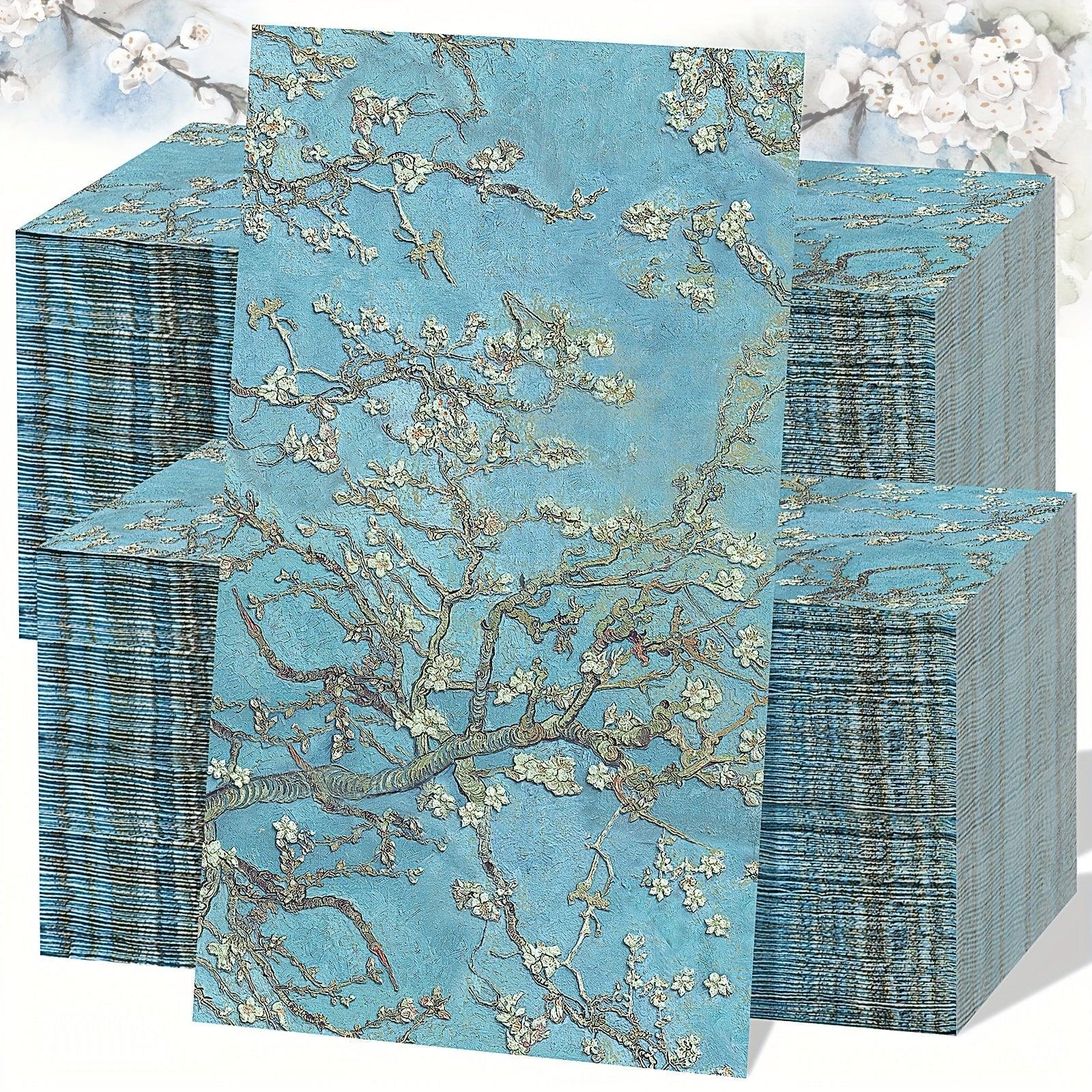 Blue floral paper hand towels, 200 count, soft absorbent sheets - House of Avana