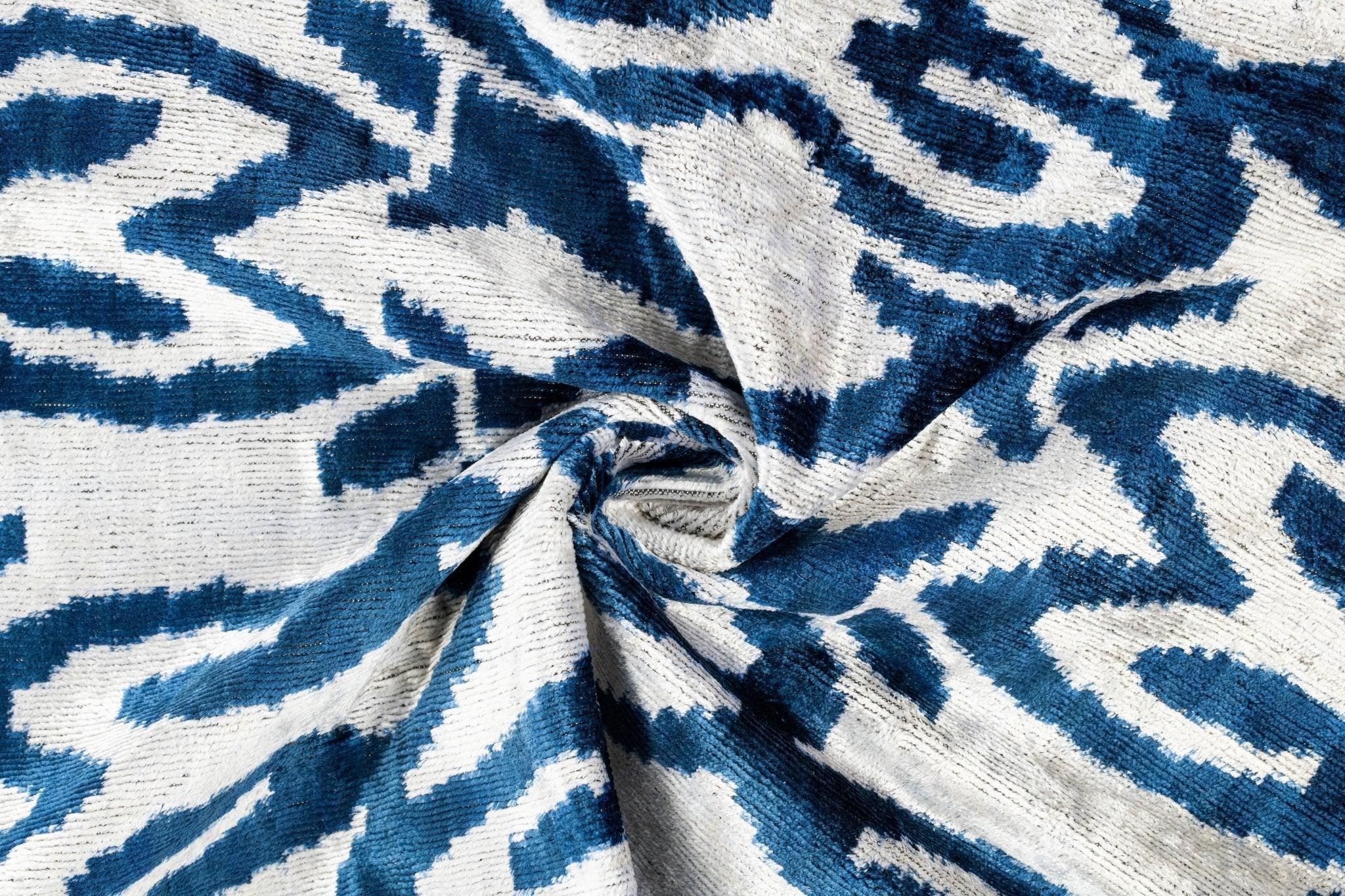 Canvello Luxurious 16x24 Handmade Velvet Silk Pillow with Premium Down Feather Insert - Blue Geometric,... - House Of Avana