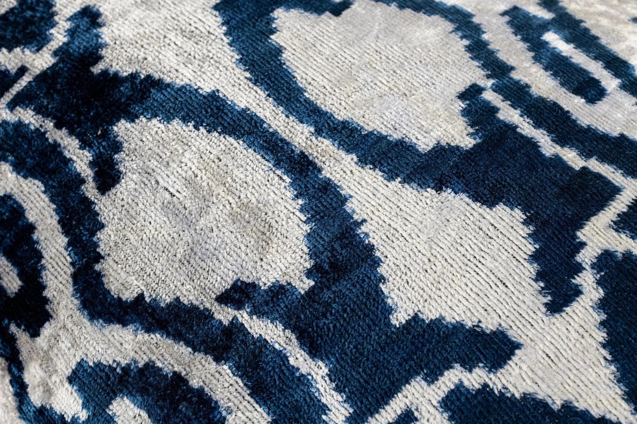 Canvello Luxurious 16x24 Handmade Velvet Silk Pillow with Premium Down Feather Insert - Blue Geometric,... - House Of Avana