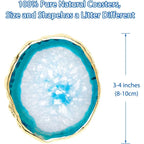 Blue Agate Coasters Set of with Gift Box Luxiv 4 Agate Coasters for Drinks Natural Crystal Coasters with... - House Of Avana