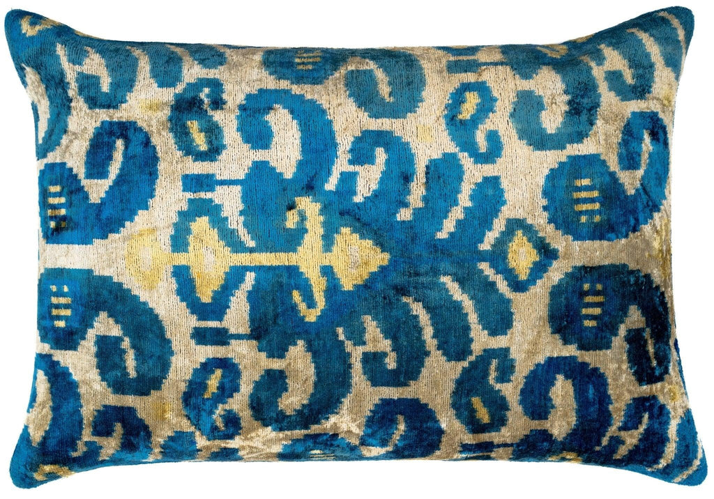 Luxurious 16x24 Handmade Ikat Silk Velvet Pillow with Premium Down Feather Insert By Canvello – Rich... - House Of Avana