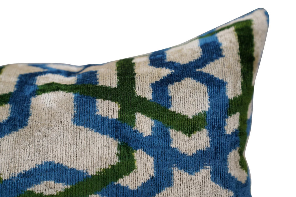 Canvello Contemporary Blue and Green Pillows - 16"x24", angled view - House Of Avana