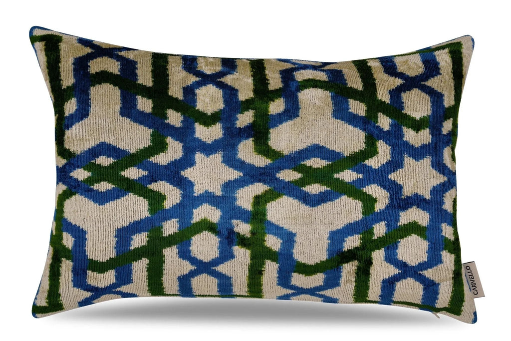 Canvello Contemporary Blue and Green Pillows - 16"x24", front view - House Of Avana