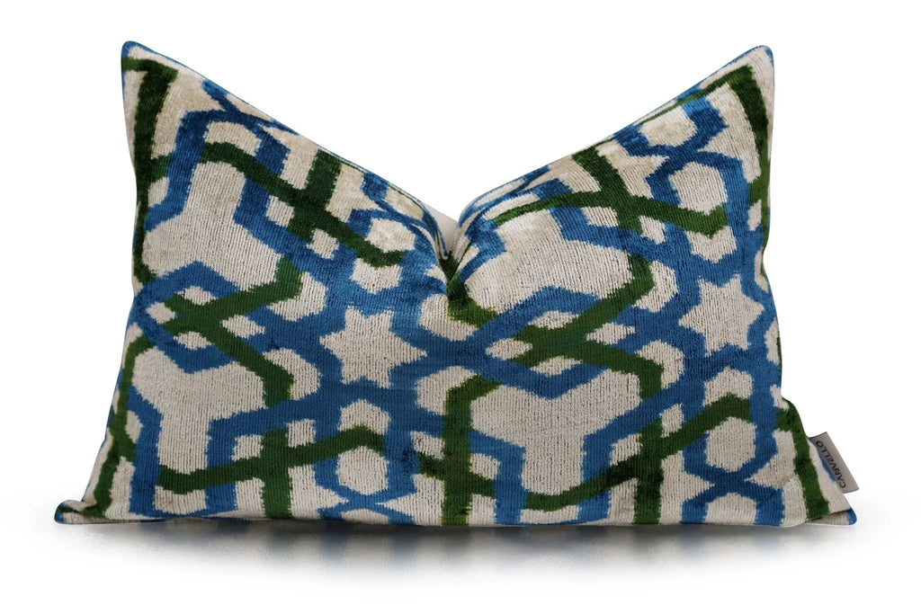 Canvello Contemporary Blue and Green Pillows - 16"x24", side view - House Of Avana