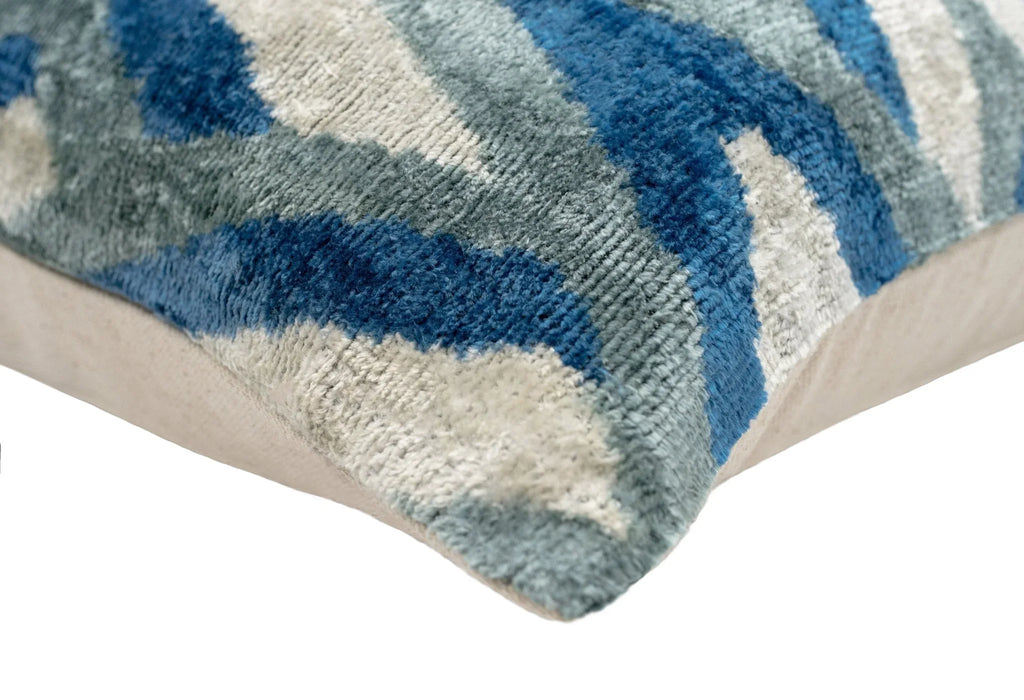 Canvello Handmade Chevron Velvet Throw Pillow in Blue and Grey - Ideal for Modern and Coastal Decor -... - House Of Avana