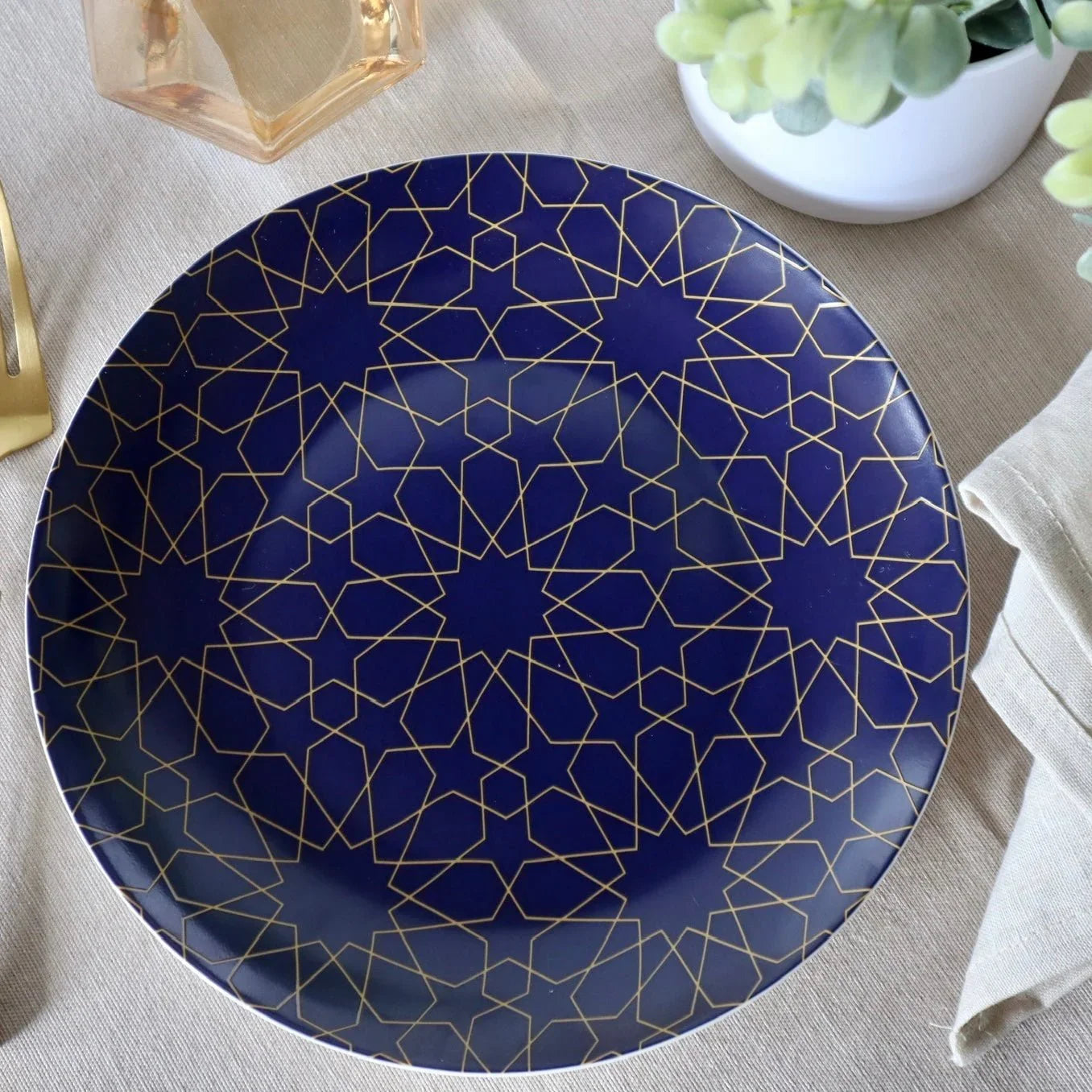 Blue Mosaic Appetizer Plates - Set of 4 Tea + Linen