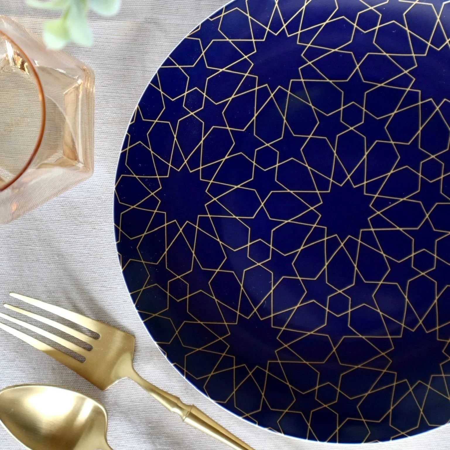 Blue Mosaic Appetizer Plates - Set of 4, back view - House Of Avana
