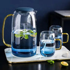 Blue Ombre Pitcher and Cups, front view - House Of Avana