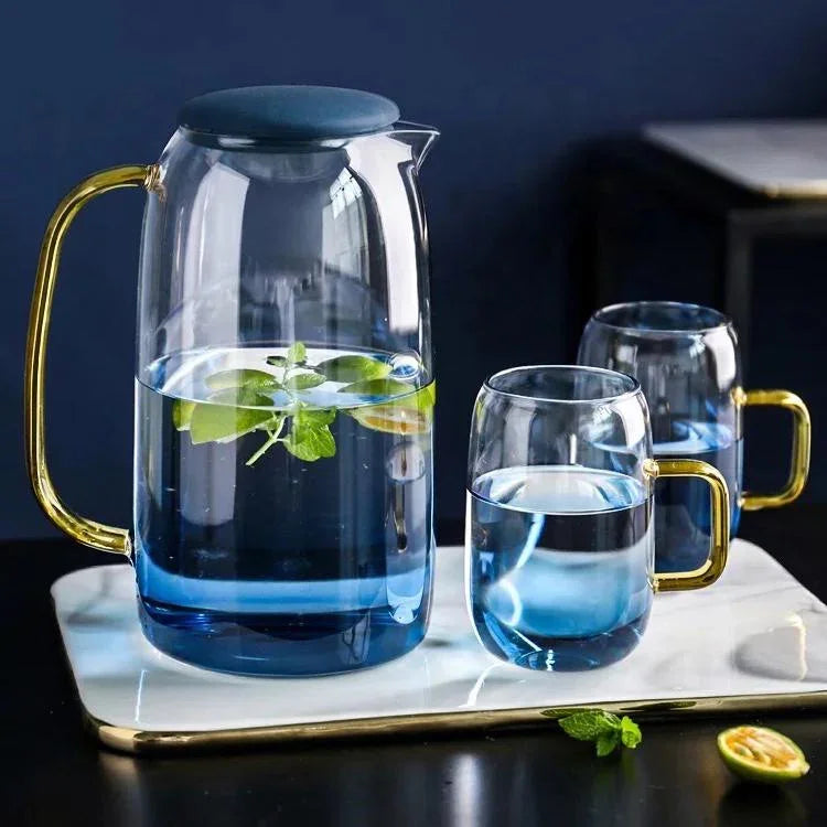 Blue Ombre Pitcher and Cups, front view - House Of Avana