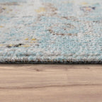Blue Outdoor Rug Oriental Design Pastel Colors, back view - House Of Avana