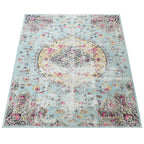 Blue Outdoor Rug Oriental Design Pastel Colors, detail shot - House Of Avana