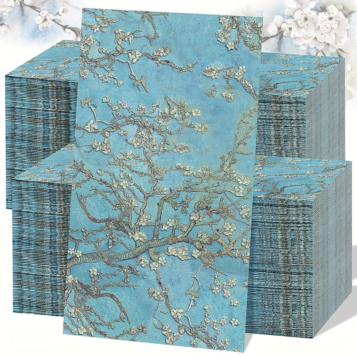 Blue Paper Hand Towels Count Floral Design, front view - House Of Avana [[SKU:HOA-KAC-011]]