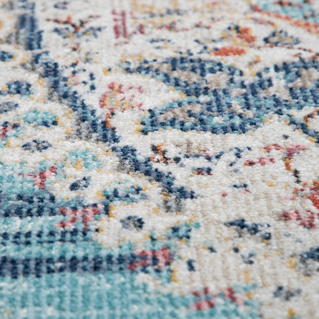 Blue Red Indoor Rug for Balcony Oriental Pattern - House Of Avana