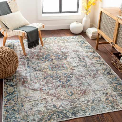 Blue Catigpian Distressed Washable Area Rug - House Of Avana