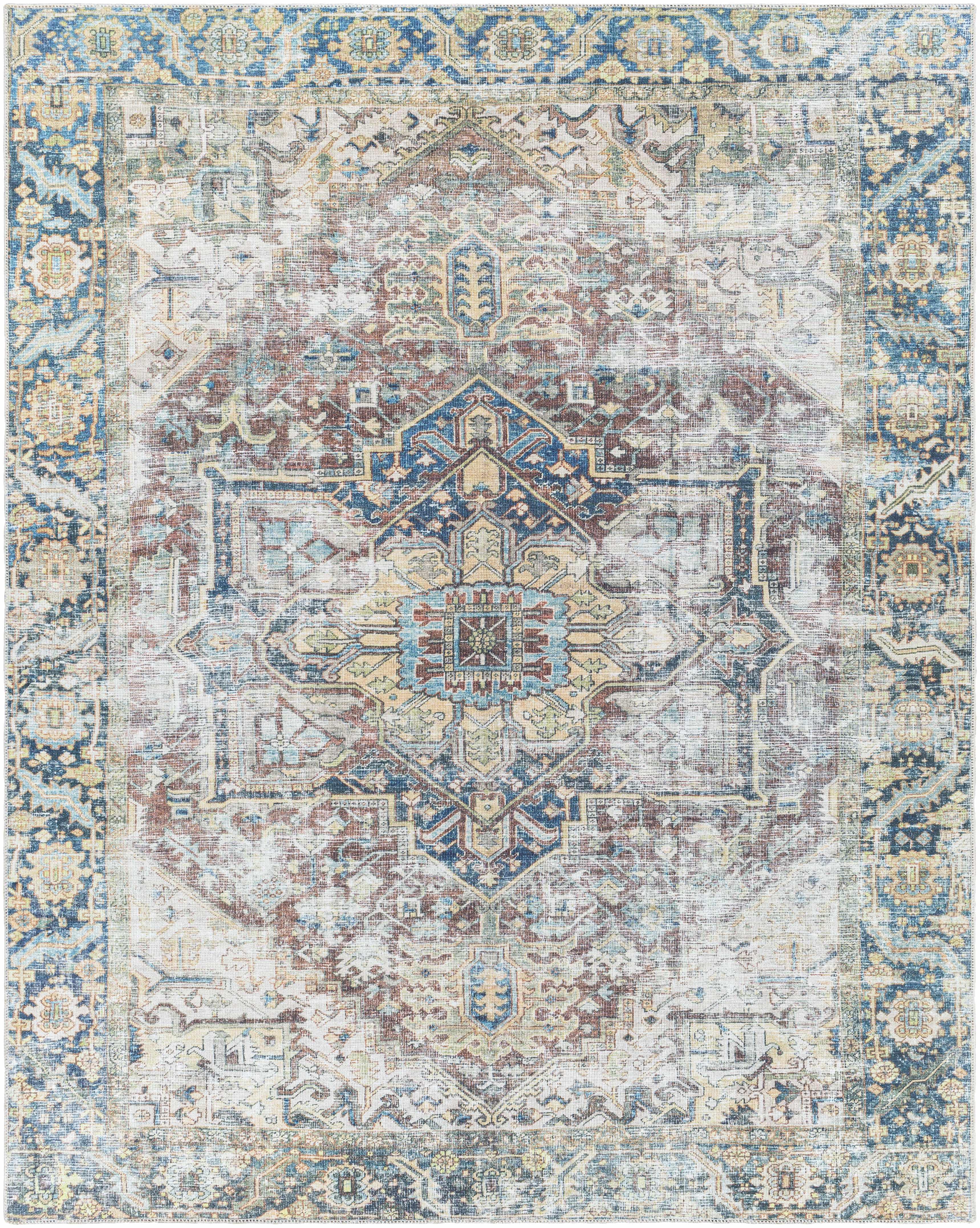 Blue Catigpian Distressed Washable Area Rug - House Of Avana