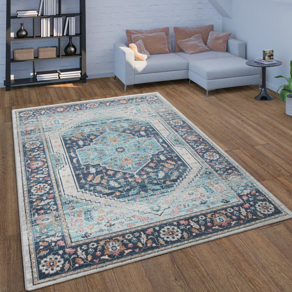 Indoor & Outdoor Rug Torres Oriental Design - Blue Multi, front view - House Of Avana