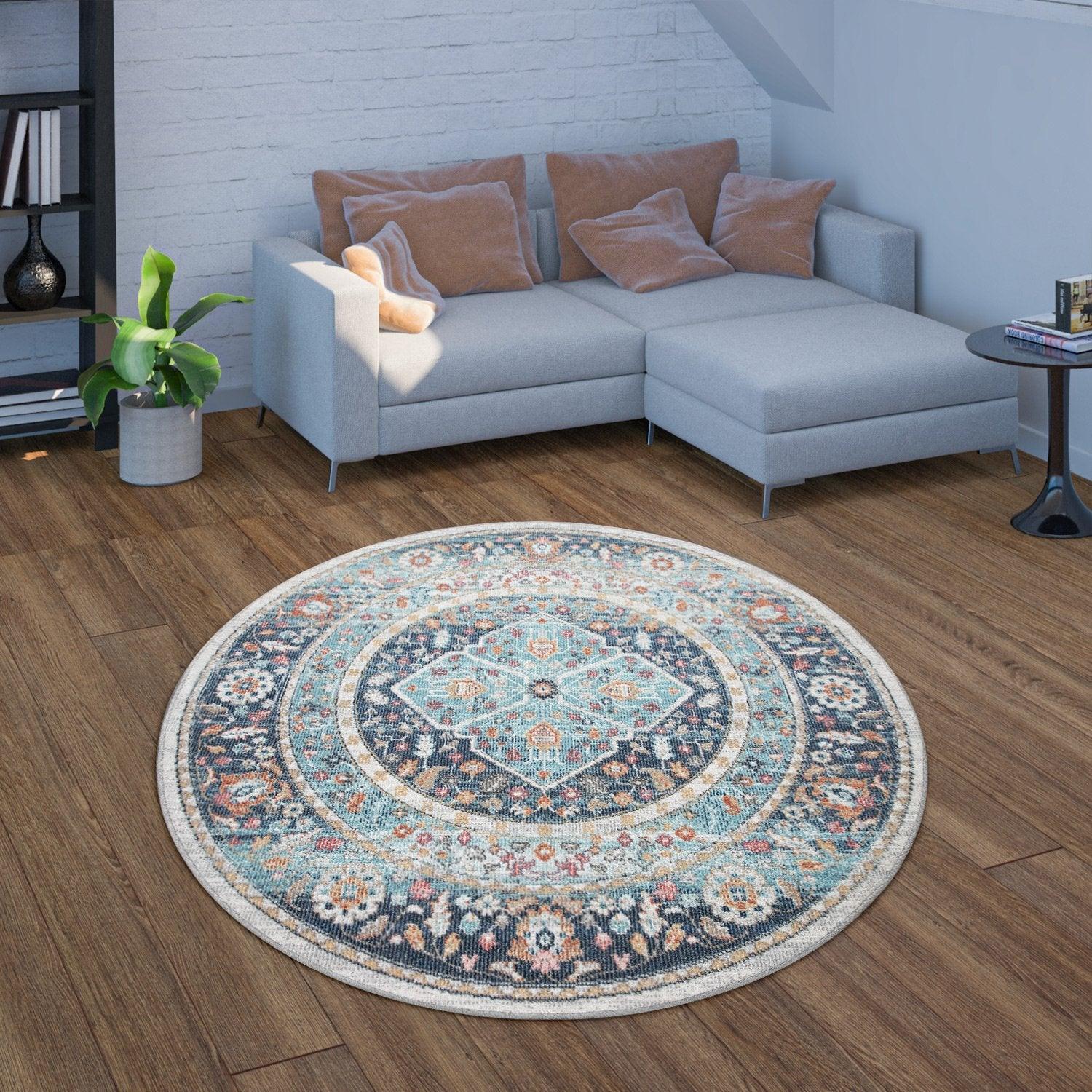 Indoor & Outdoor Rug Torres Oriental Design - Blue Multi, top view - House Of Avana