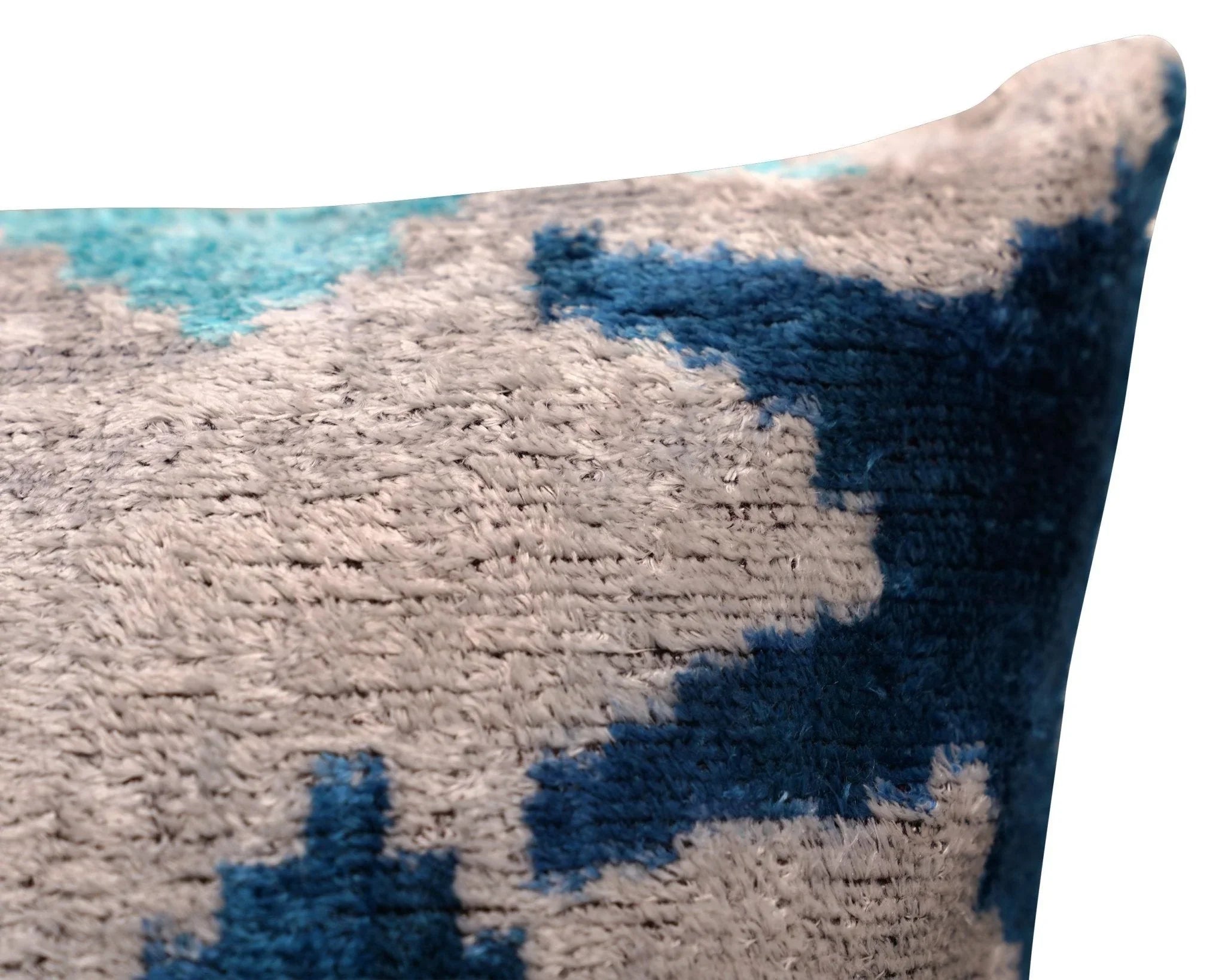 Canvello Handmade Blue Silver Start Print Throw Pillows - 16x16 Inch, detail shot - House Of Avana