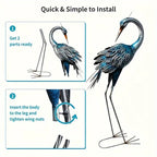 Rustic Blue Heron Statue - Outdoor Sculpture, angled view - House Of Avana