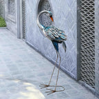 Rustic Blue Heron Statue - Outdoor Sculpture, back view - House Of Avana