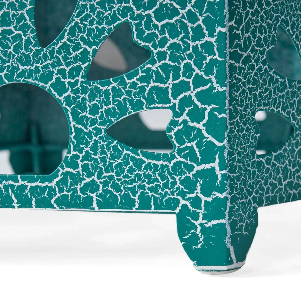 12" Artistic Hollow Carved Side Table, Blue Pattern, Cyan, Outdoor Simple Side Table, Coffee Table - House Of Avana