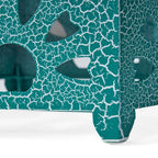 12" Artistic Hollow Carved Side Table, Blue Pattern, Cyan, Outdoor Simple Side Table, Coffee Table - House Of Avana