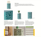 12" Artistic Hollow Carved Side Table, Blue Pattern, Cyan, Outdoor Simple Side Table, Coffee Table - House Of Avana