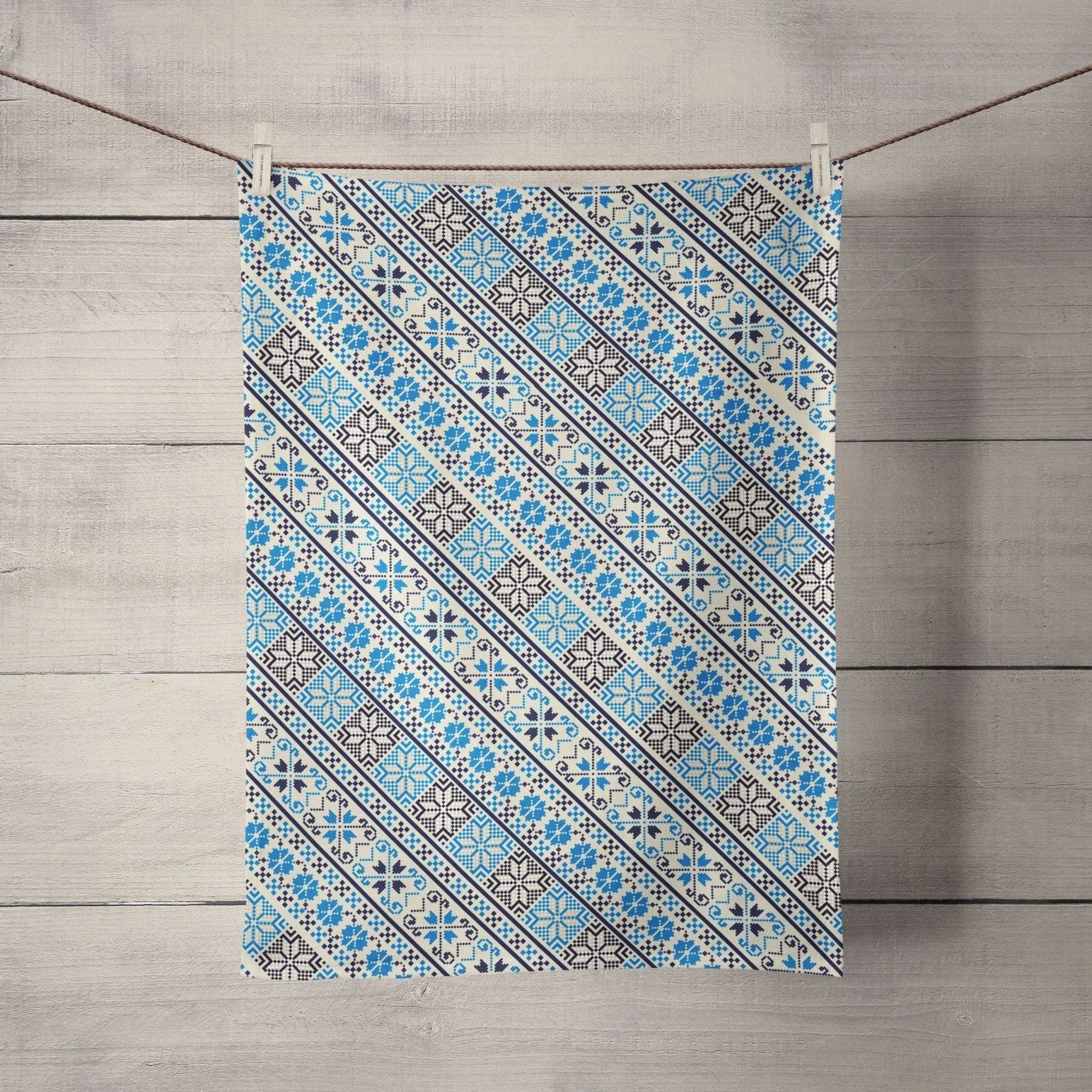 Blue Tatreez Tea Towel - House Of Avana